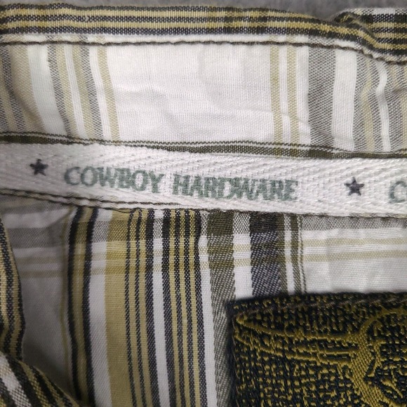 Cowboy Hardware Shirt Mens XL White Plaid Pearl‎ Snap Western Button Cotton - Picture 7 of 16